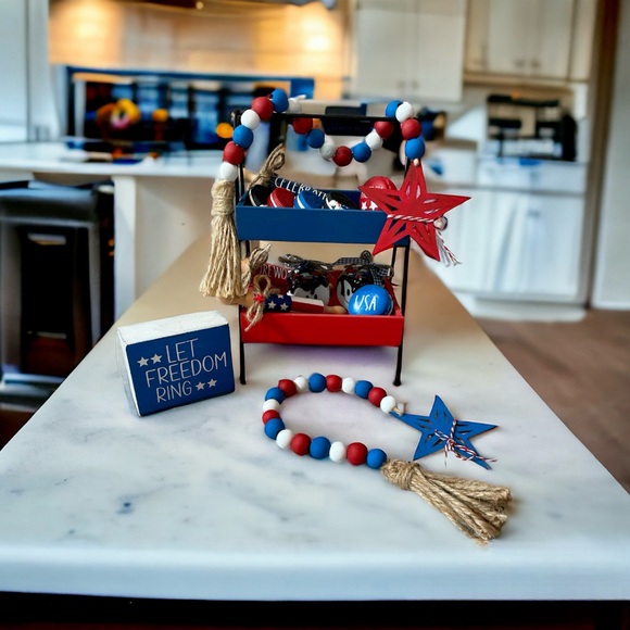 ⤵️🆕 Patriotic handmade Wood Bead Garland | Farmhouse garland | 4th of July - Picture 11 of 12